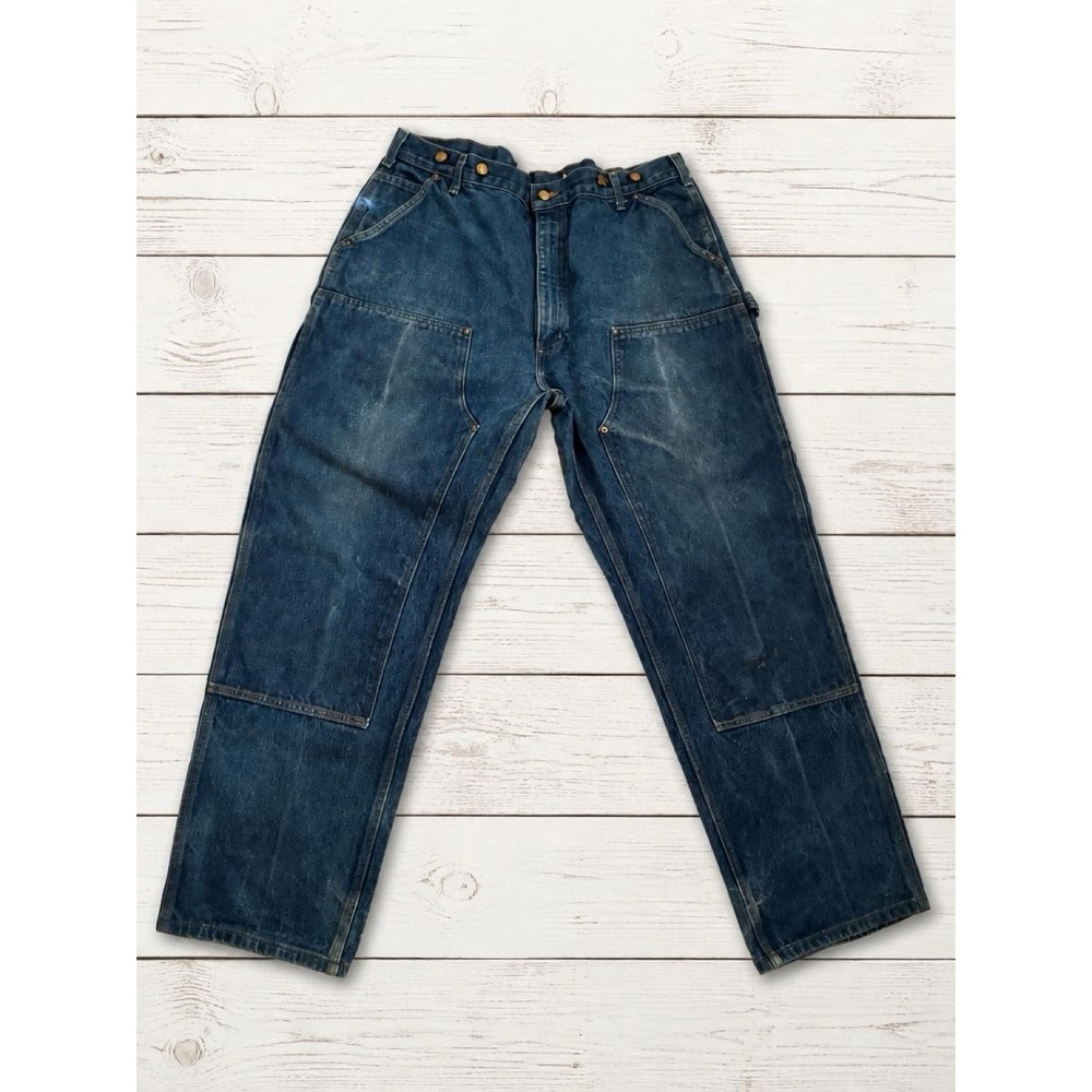 Carhartt B07 DNM Double Knee Logger Pants 1999 Denim Suspender Buttons 40x32